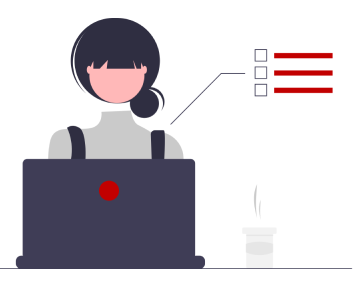 PCを触る女性のイラスト