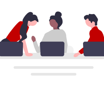 3人で作業しているイラスト